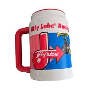 VTG 1990s Jiffy Lube Racing Collection Eddie Hill Plastic Travel Coffee Mug